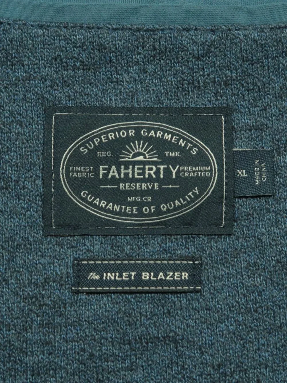 Faherty Inlet Knit Blue Melange Blazer Mens XL Blue Unstructured Sport Coat